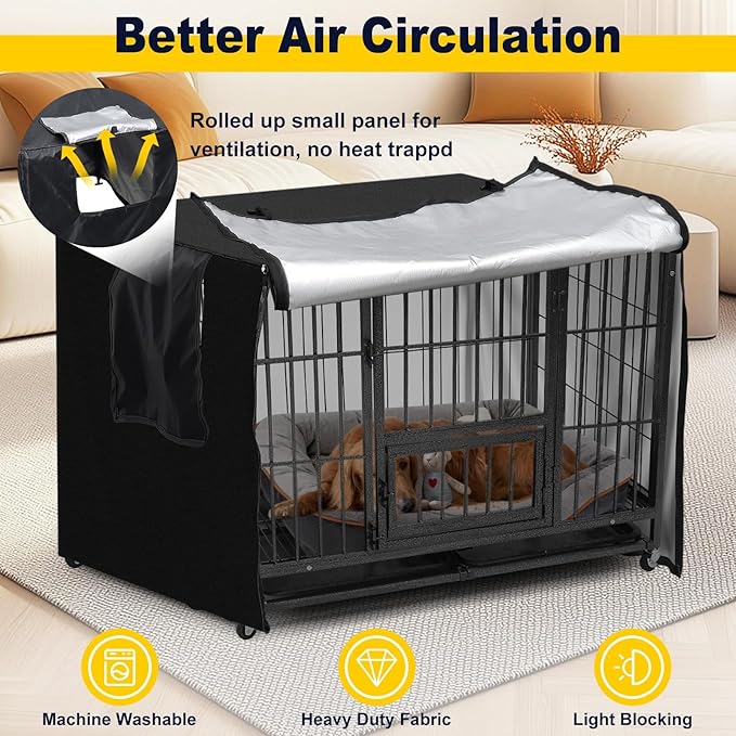DEROFIT Dog Crate Cover for 43 Inches Wire Cage, 43L x 29W x 30H inch Heavy Duty Lattice Pet Kennel Covers for Medium Metal Crate, Heavy Duty Oxford Fabric, Machine Wash