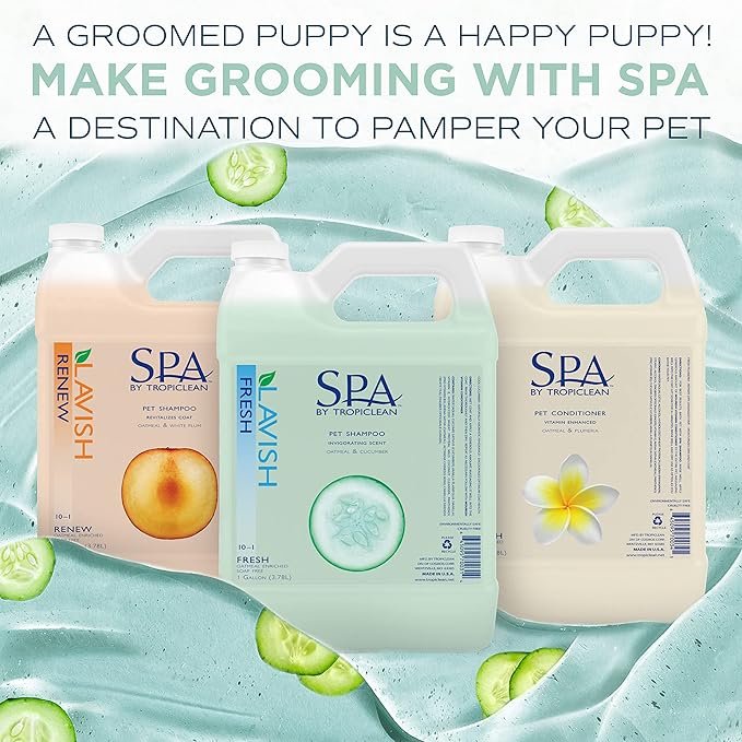 TropiClean SPA Lavish Dog Shampoo | Fresh Scented Deodorizing Dog Shampoo | Naturally Derived Salon Grade Ingredients | Made in the USA | 1 Gallon