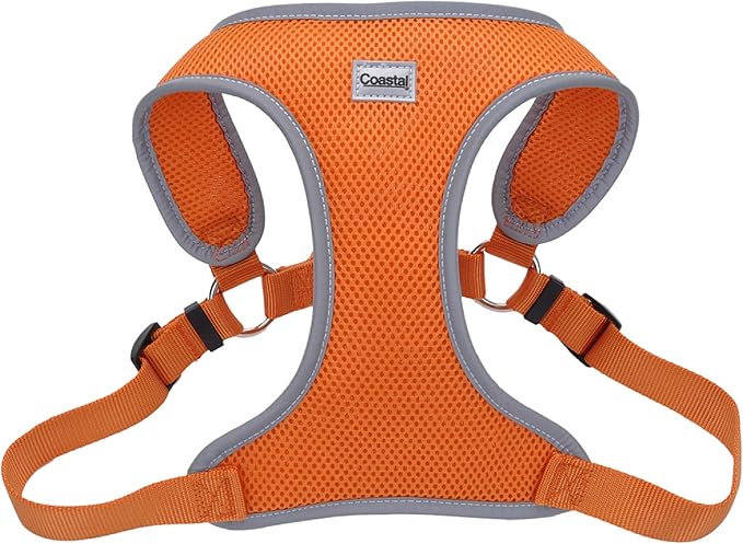 Coastal Pet Comfort Soft Reflective Wrap Adjustable Dog Harness - No-Pull Dog Harness for Small & Large Dogs - Sunset Orange - 1" x 28"–36"