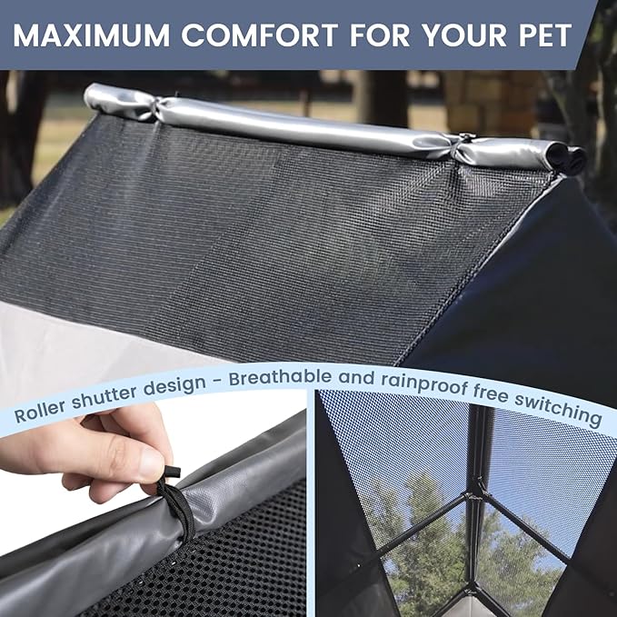 36” Durable Dog House Cover - Waterproof & UV-Resistant 600D Oxford Fabric Canopy for Outdoor Kennels - Cover Only, Fits 36"x30"x44" Houses - Protective Large Breed Shelter Top - Cool Grey