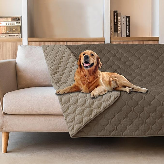 gogobunny 100% Double Sided Waterproof Dog Blanket Soft Pet Bed Cover Reversible Protect Furniture Couch Sofa Car for Puppy Cat Kids (Dark Walnut/Light Walnut, 82x102 Inch (Pack of 1))