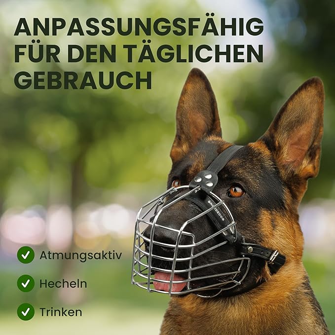 BRONZEDOG Wire Dog Muzzle German Shepherd for Medium Large Dogs Adjustable Durable Metal Basket for Biting Chewing Barking (XL)