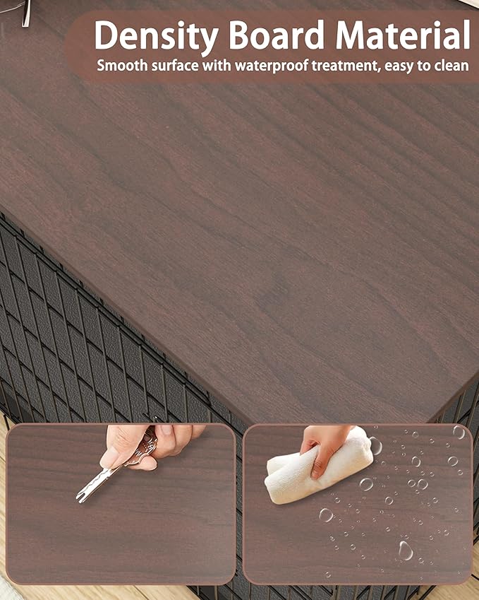 Piskyet Dog Crate Topper Wood Countertop for 48 42 36 30 24 inch Dog Cage, Dog Crate Cover,Dog Kennel Topper, 24" Walnut(Crate Not Include)