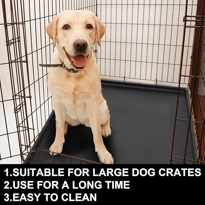 Cunno 2 Pcs Replacement Dog Crate Pan Tray Kennel Bottom Tray Replacement Plastic Bottom Pan for Dog Crate, Black(30")