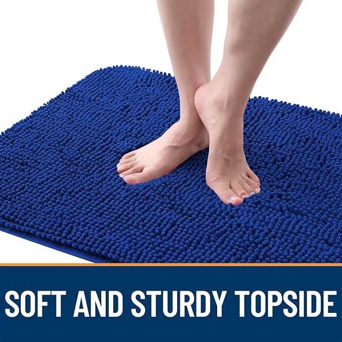 OLANLY Dog Door Mat for Muddy Paws 36x24, Absorbs Moisture and Dirt, Absorbent Non-Slip Washable Mat, Quick Dry Chenille, Mud Mat for Dogs, Entry Indoor Door Mat for Inside Floor, Royal Blue