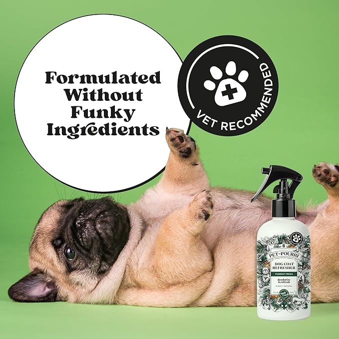 Pet-Pourri Dog Coat Deodorizing Spray – Plant Derived Ingredients – Vet Recommended – Fir + Amber + Cedarwood – Paraben & Sulfate-Free - Grooming perfume Spray for Dog Odor
