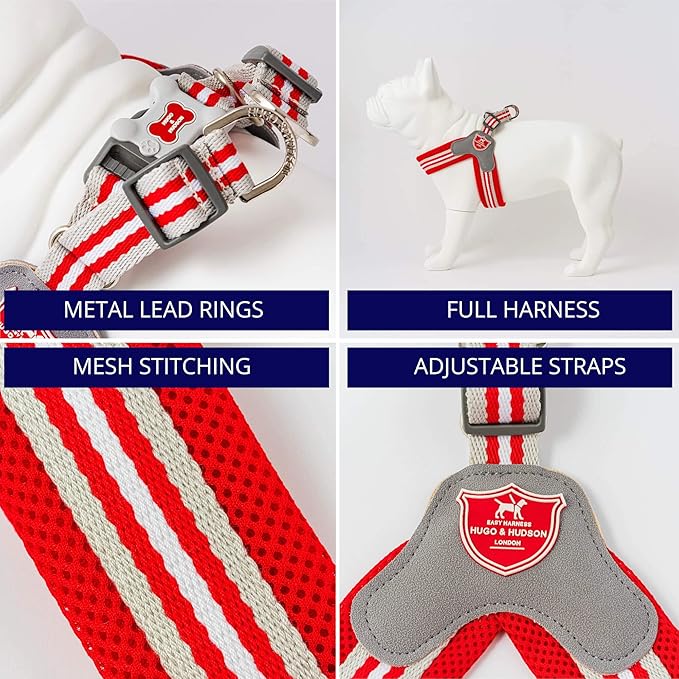 HUGO & HUDSON Easy Walk Dog Harness, Adjustable Quick Dry No-Pull Pet Harness, Red, Size 8