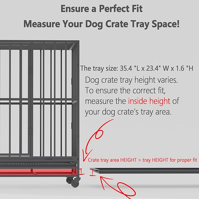 Dog Crate Tray 36" - ChewProof Replacement Pan, Easy to Clean, Easy to Assemble,Ideal for Potty Training - Perfect for Pet Crates & Kennels (1PCS-Tray 35.5" fit 37" Crate)