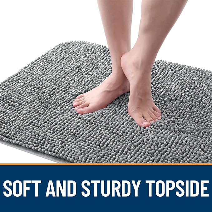 OLANLY Dog Door Mat for Muddy Paws 47x32, Absorbs Moisture and Dirt, Absorbent Non-Slip Washable Mat, Quick Dry Chenille, Mud Mat for Dogs, Entry Indoor Door Mat for Inside Floor, Grey