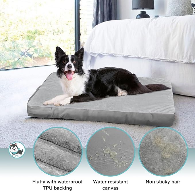 Explore Land Dog Crate Cover Bundle with Machine Washable Fluffy Dog Bed Cover for 36 Inches Wire Cage