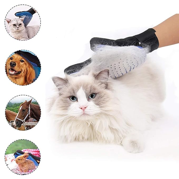 3PCS Pet Grooming Brush Set: Shampoo Hair Brush, Bathing Scrubber, Shedding Massage Gloves with Fur Remover for Short & Long Haired Pets