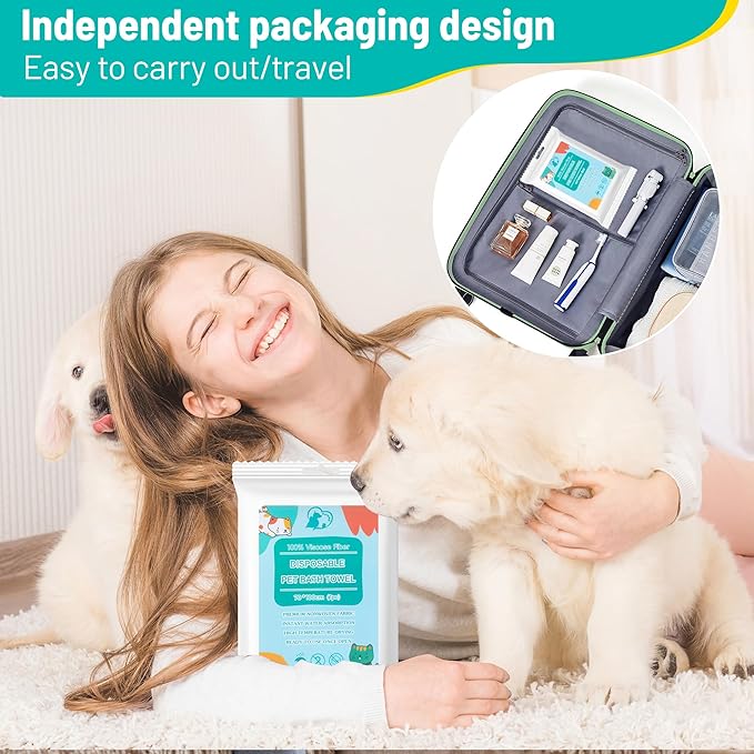 6 Pack Disposable Dog Towel,Soft Large Dog Bath Towels Made of Microfiber for Drying Dogs，Cats (6)