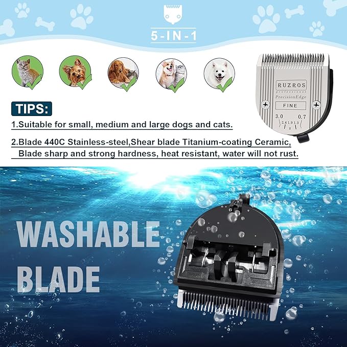 Pet Dog 5 in 1 Adjustable Standard Grooming Replacement Blade Compatible with Wahl Arco, Bravura,Chromado,Creativa,Figura,Motion,Bellissima and Li+ Pro Clippers (3 pcs)