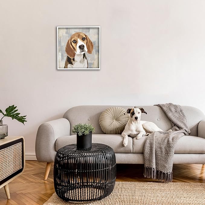 Stupell Industries Dog Beagle Patiently Waiting Abstract Backdrop Pet Collage, Design by Keri Rodgers