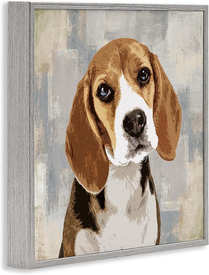 Stupell Industries Dog Beagle Patiently Waiting Abstract Backdrop Pet Collage, Design by Keri Rodgers