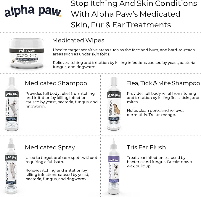 Smiling Paws Pets - Itch Relief Shampoo & Brush for Pets - Contains Benzoyl Peroxide - Kills Fleas - Relieves Allergies, Itching, Dermatitis, Mange, Dandruff, Acne, Demodex, Seborrhea, Pyoderma - 12oz