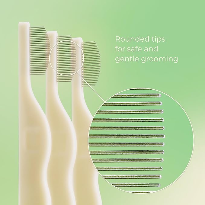 [petora] BRUSH ON ME Gentle Facial & Eye Comb for Dogs & Cats | Smooth & Stress-Free Tear Stain Remover | Fine-Tooth Grooming Tool with Rounded Tips | Comfortable Grip for Daily Pet Grooming