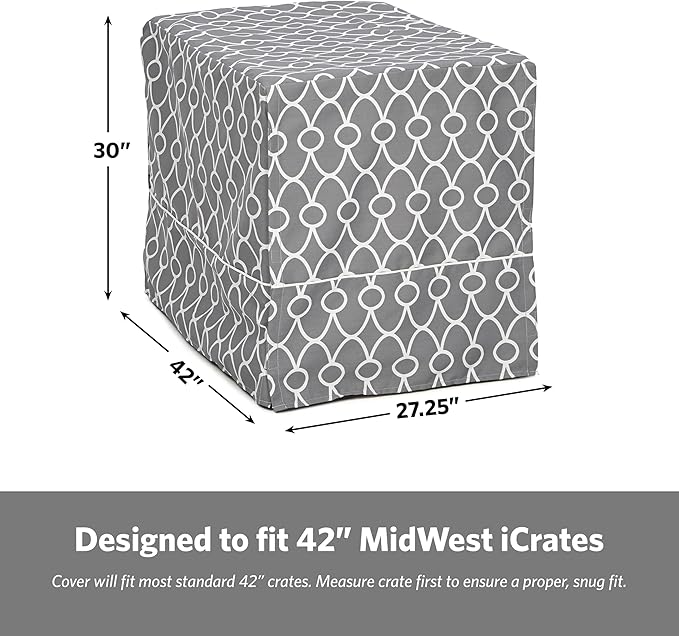 MidWest Homes for Pets Dog Crate Cover, Privacy Dog Crate Cover Fits Midwest Dog Crates, Crate Cover Only; Machine Wash & Dry; Gray Geo Print; 42 inch