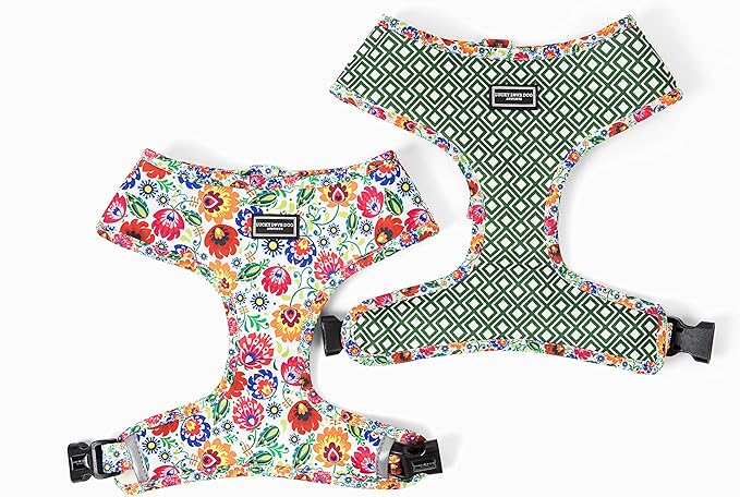 Lucky Love Dog, Soft Reversible Harness Vests, Vivid Floral Dog Vest Harness for Small Female Dogs, Stylish Dog Accessory, (Ladybird, Small)