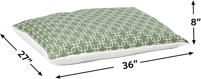 Midwest Homes for Pets Over-Stuffed Dog Bed feat, Medium, 27 x 36, Medium Dog Breed, Green Geometric Pattern