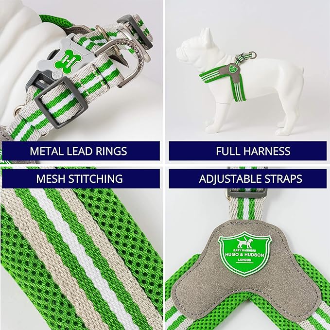 HUGO & HUDSON Easy Walk Dog Harness, Adjustable Quick Dry No-Pull Pet Harness, Green, Size 9