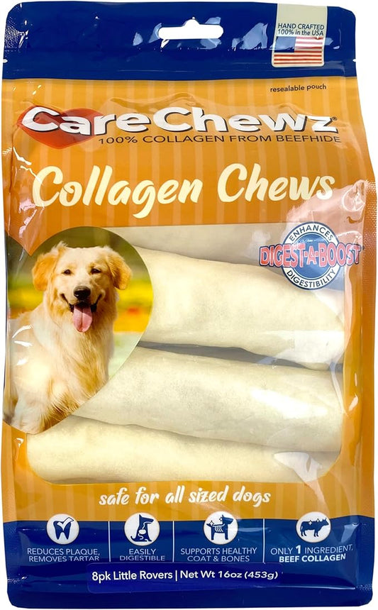 Pet Factory CareChewz Collagen 6" Little Rovers Dog Chew Treats - Natural Flavor, 8 Count/1 Pack