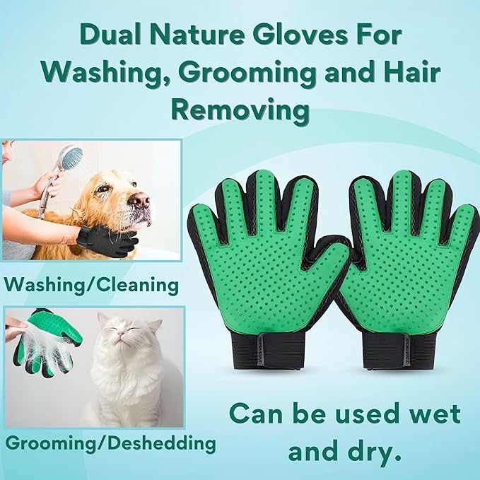 6 in 1 Dog Washing Kit for Dogs & Cats - Dog Bath Brush, Dog Shampoo Brush, Dog Scrubber for Bath, Dog Washing Gloves and Mittens for Short/Long Haired Dog/Cat - A Complete Grooming Kit for Your Pets