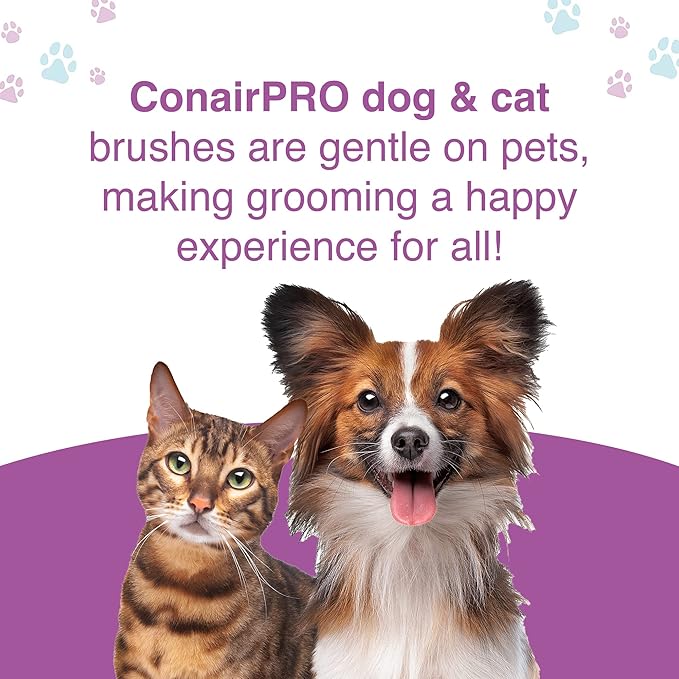 CONAIRPRO Dog & Cat Dog Brush for Shedding, Small Slicker Brush with Reinforced Metal Tips, Ideal for Smaller Breeds Green