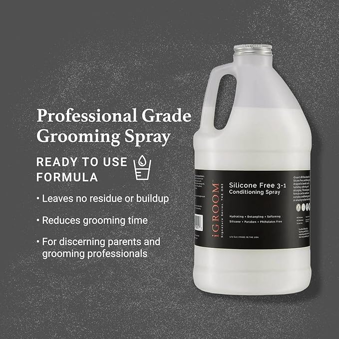 iGroom Silicone Free 3-1 Dog Conditioning/Detangling Spray, Luxury Pet Beauty Care, Hydrating, Paraben and Phthalates Free, Made in USA, 8 oz