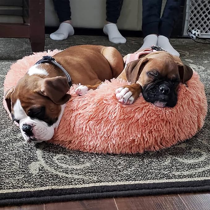 Dog Beds for Small Dogs 19 inches Anxiety and Calming Pink Dog Beds Washable Fluffy and Plush Cute Puppy Beds for Small Dogs Girl Fits up to 15 lbs Pets Beds for Small Dog.
