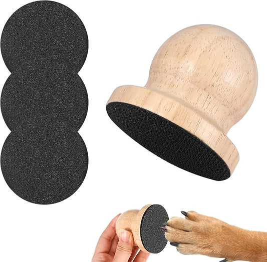 Dog Nail File for Wooden，Dog Scratch Pad for Nails with 3 Replaceable Sandpaper,Suitable for Pet Stores, Home Cats and Other Small Pets to Use (White)