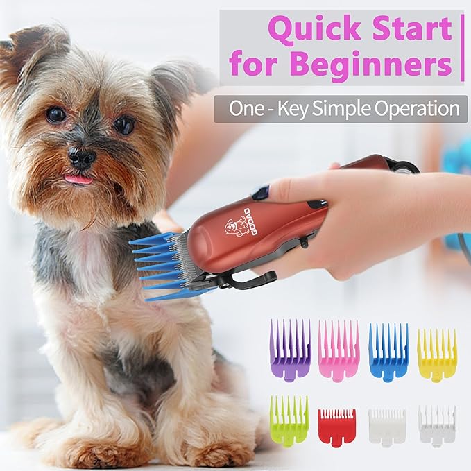 Dog Clippers for Grooming,Dog Grooming Kit for Heavy Thick Hair&Coats/Low Noise Rechargeable Cordless Pet Shaver with Paw Trimmer Nail Grinder/Dog Hair Trimmer for Small & Large Dogs Cats