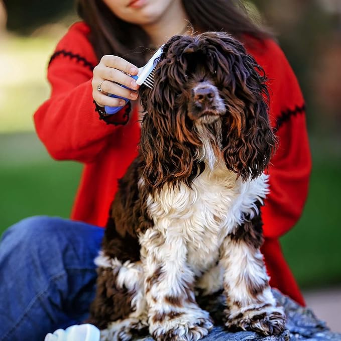 Self-Cleaning Slicker Brush for Dogs, Shedding Fur Comb, Dematting Comb & Nail Clipper Set for Dogs With Medium and Long Hair