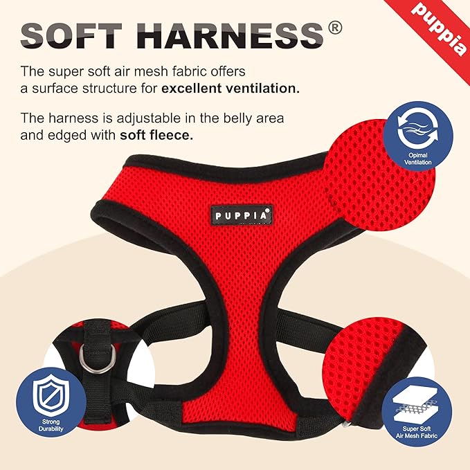 Puppia Soft Dog Harness, Navy, Medium (PDCF-AC30-NY-M)