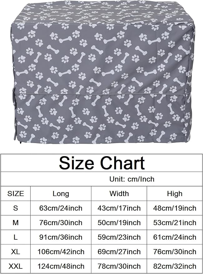 Dog Crate Cover for Wire Crates, Heavy Nylon Waterproof, Fits Most 48" inch Dog Crates, Easy to Put On, Take Off, and Adjust - Cover only - GrayPaw - XXL