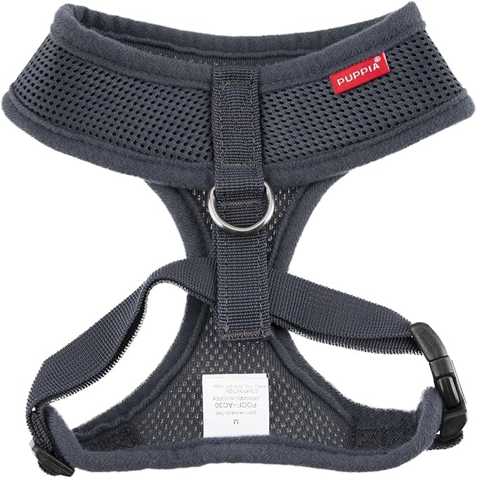 Authentic Puppia Soft Harness, Grey, Medium