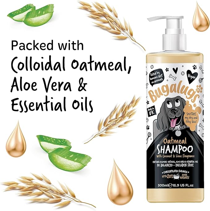 Oatmeal & Aloe Vera Dog Shampoo Dog Grooming Shampoo Products for Smelly Dogs with Fragrance, Oatmeal Puppy Shampoo, Professional Vegan pet Shampoo & Conditioner