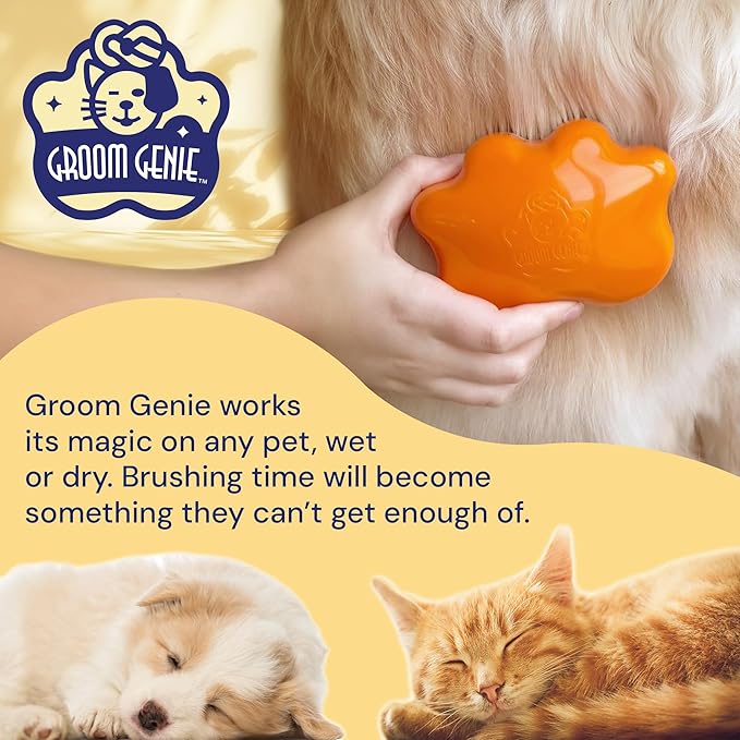 Small 4" Dog Pet Hair Massaging Brush Grooming Tool for Cats Dogs Long or Short Hair Tangerine Orange