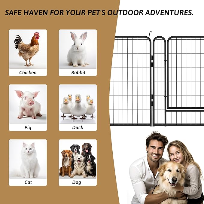 KEIKI 16 Panels 31.7" H Heavy Duty Metal Playpen with Door for Dog Fence,Pet Exercise Pen Versatile Shape for Outdoor Indoor
