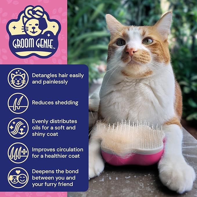Large 5" Dog Pet Hair Massaging Brush Grooming Tool for Cats Dogs Long or Short Hair Raspberry Pink