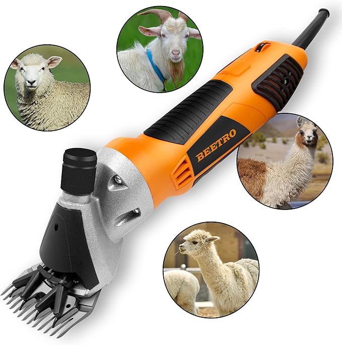 BEETRO 550W Electric Professional Sheep Shears, Animal Grooming Clippers for Sheep Alpacas Goats and More, 6 Speeds Heavy Duty Farm Livestock Haircut, with an Extra Set of Shearing Blades