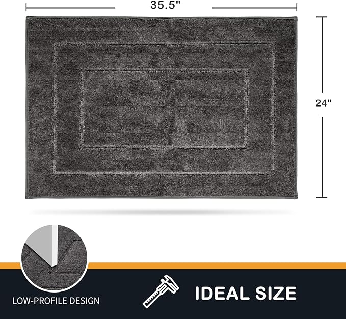 PURRUGS Dirt Trapper Door Mat 24" x 36", Non-Slip/Skid Machine Washable Entryway Rug, Dog Door Mat, Super Absorbent Welcome Mat for Muddy Wet Shoes and Paws, Grey