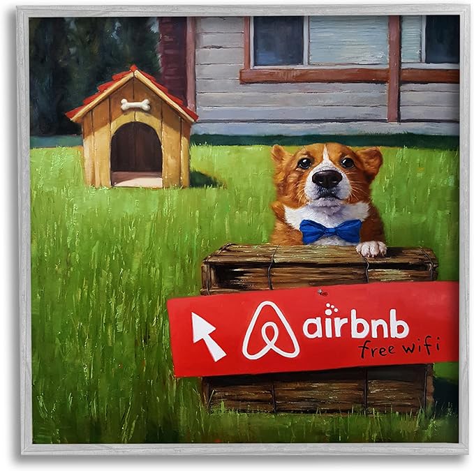 Stupell Industries Doghouse Rental Funny Bowtie Corgi Puppy, Design by Lucia Heffernan