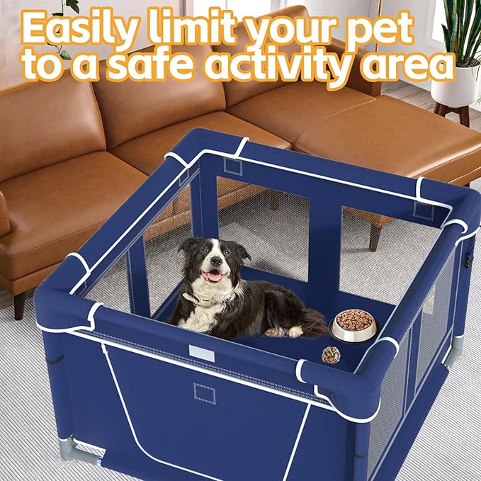 42 Inches Dog Playpens，Puppy Playpen with Gate for Puppies or Small Dogs, Dog Fence Pet Playpen for Indoor & Outdoor