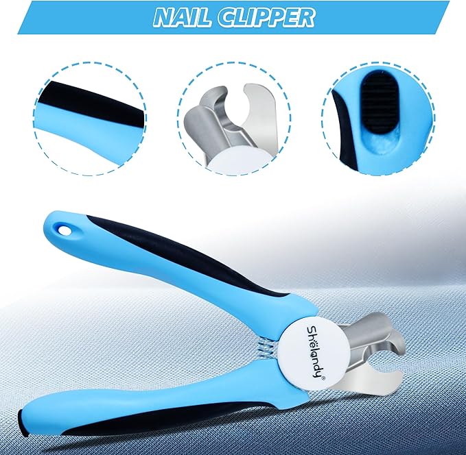 SHELANDY Groomer Partner Pet Grooming Kit, 5-Piece Set with Aluminum Case, Includes Slicker Brush, Undercoat Rake, DeShedding Tool, Flea Comb, Nail Clipper