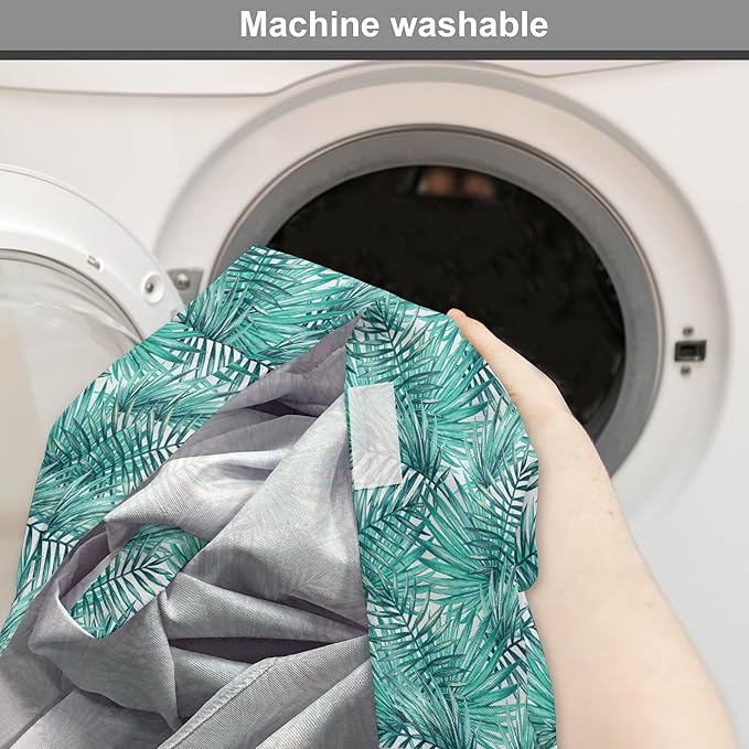 Lunarable Leaf Dog Crate Cover, Fresh Tropical Exotic Island Palm Tree Leaves in Jungle Abstract Watercolor, Easy to Use Pet Kennel Cover for Cats & Medium Dogs, 30 Inch, Pale Blue and Green