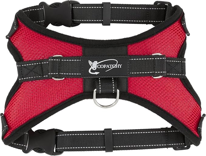 No Pull Reflective Adjustable Dog Harness With Handle- Comfortable Soft All Weather Mesh, Easy On Puppy Harness For Small Medium and Large Dogs (Red) Medium