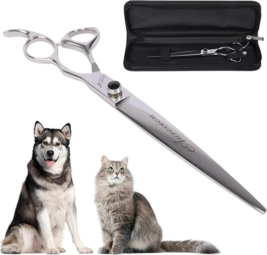Professional 8.5 In Straight Pet Grooming Scissors,Stainless Steel, Ultra Sharp Blades for Precise Trimming of Dogs and Cats, Lightweight Ergonomic Design Clippers for Easy Hair Cutting Like a Barber