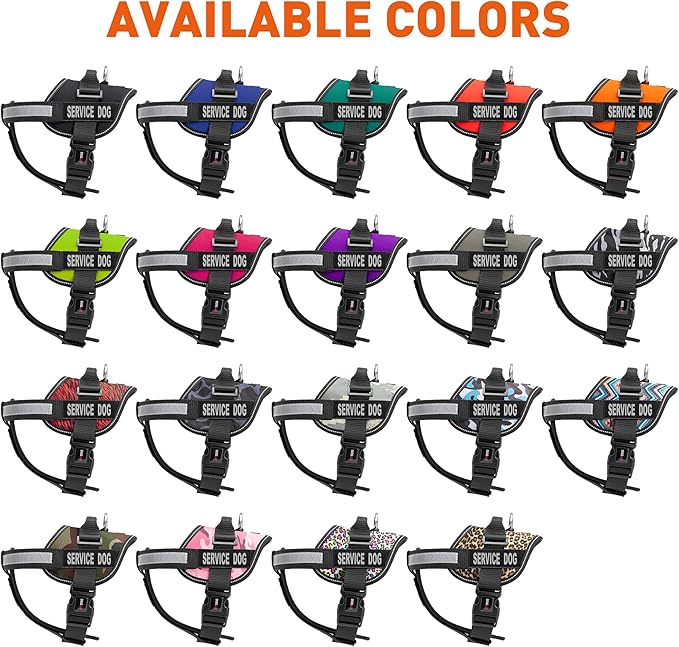 Dogline Unimax Service Dog Harness Vest with Removable Service Dog Patches Adjustable Straps Breathable Neoprene for Medical Identification Training Dogs Girth 15 to 19 in Orange