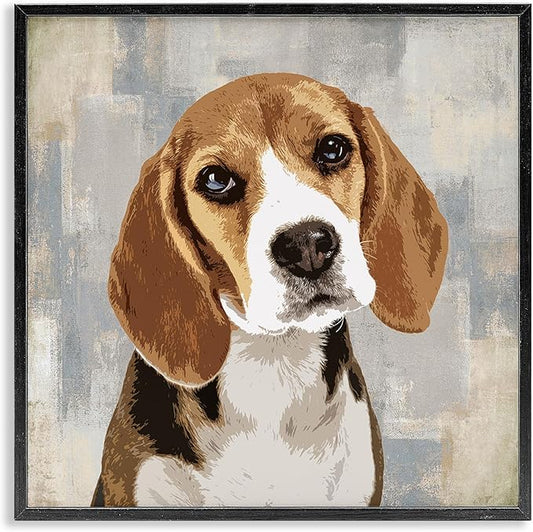 Stupell Industries Dog Beagle Patiently Waiting Abstract Backdrop Pet Collage, Design by Keri Rodgers